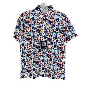 New Leon Levine Polo Shirt Women's PS Short Sleeve Blouse Floral Print 3…